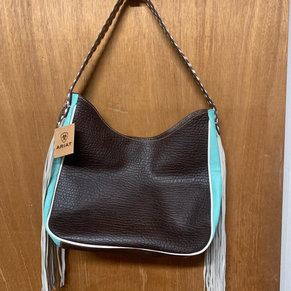 Ariat Brown and Blue Hobo Bag with Modern Design